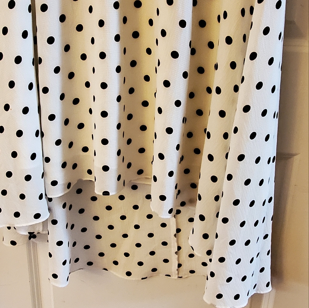 Eliza JPolka Dot Crew Neck Short Flutter Sleeve High-Low Dress Size 14 - Picture 6 of 7